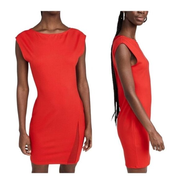 Victor Glemaud Cap Sleeve Bodycon Mini Dress, Red, Size XL, New with tag - Picture 2 of 16
